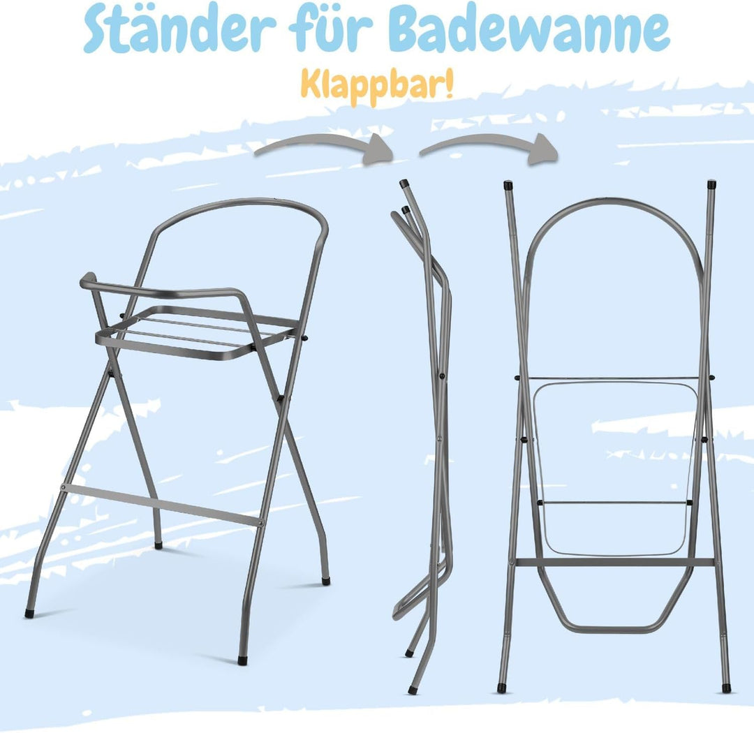 Baby Badewanne mit Gestell 4 Set TÜV Rheinland zertifiziert! Babybadewannen + Baby Badewannensitz +A