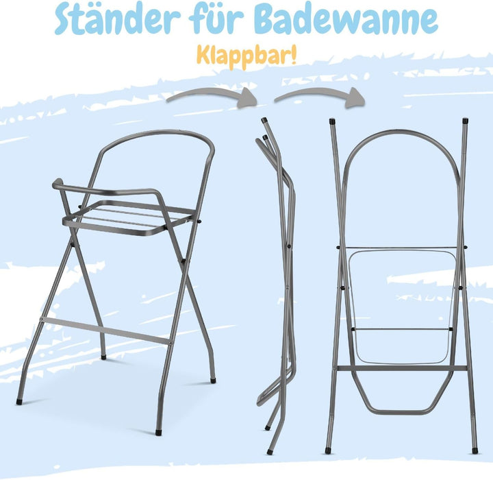 Baby Badewanne mit Gestell 4 Set TÜV Rheinland zertifiziert! Babybadewannen + Baby Badewannensitz +A