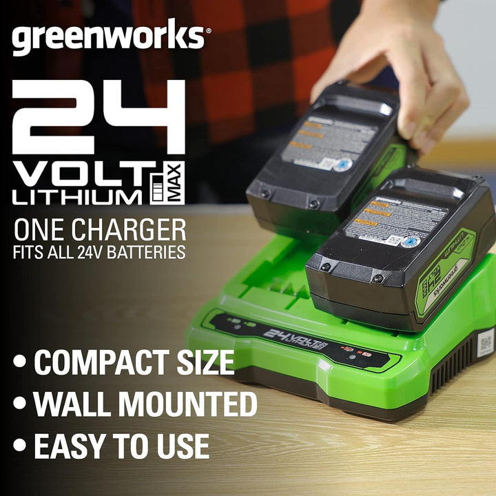 Greenworks Tools Doppelsteckplatz-Akku-Universalladegerät G24X2UC2 (Li-Ion 24 V 48W Output passend f