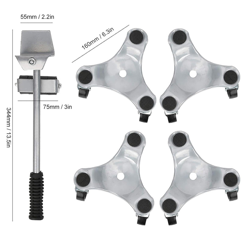 Furniture Mover Lifter Kit mit 4 Schiebern 3 Rad Möbeltransportset, Furniture Moving Pads+ Furniture