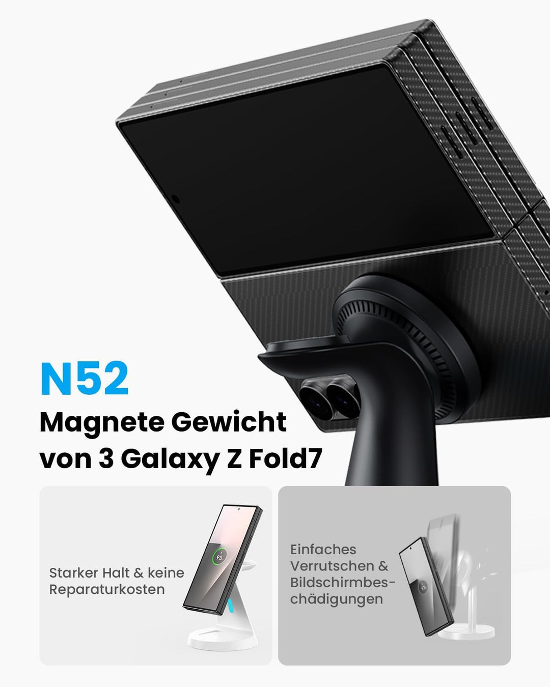 JoyGeek Magnetisch Induktive Ladestation für Samsung,3 in 1 Wireless Charger für Samsung Galaxy S26/
