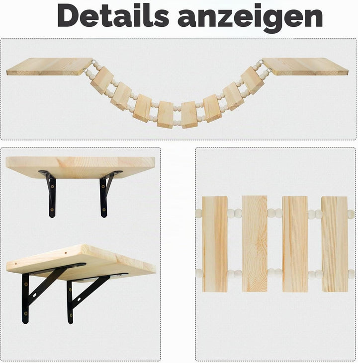 Kletterleiter zur Wandbefestigung Katzen Wandpark Hängebrücke Wandkletterleiter Handgefertigte Tierm