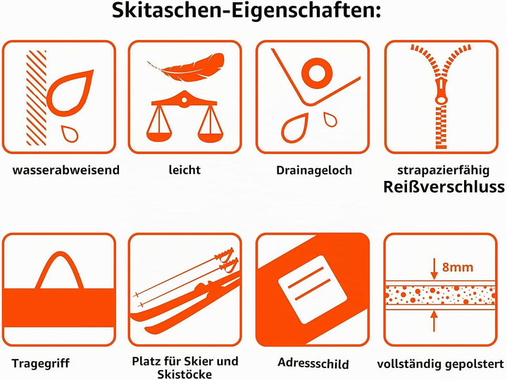 SnowSport Double Ski Bag Skitasche Prestige für 2 Paar Ski und Skistöcke - sehr dick gepolstert - fü
