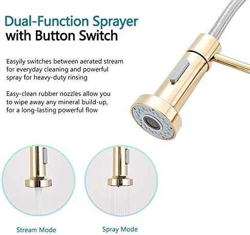 Onyzpily Goldfarbene Küchenarmaturen für die Küche, Spülbecken, Mischbatterie mit massivem Messing,