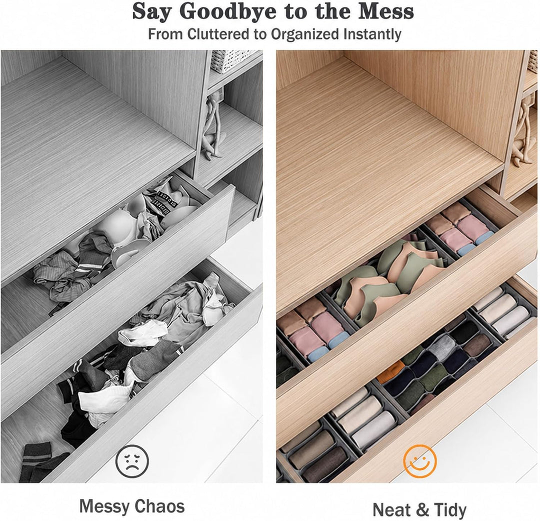 Yucch 8er Set Unterwäsche-Organizer – Faltbare Stoffboxen für Kleiderschrank, platzsparendes Ordnung