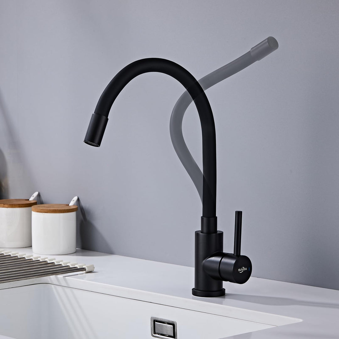 Wasserhahn Küche Schwarz, Flexibler Armatur Küche, Hochdruck Küchenamatur Schwarz 360° Drehbar, Misc
