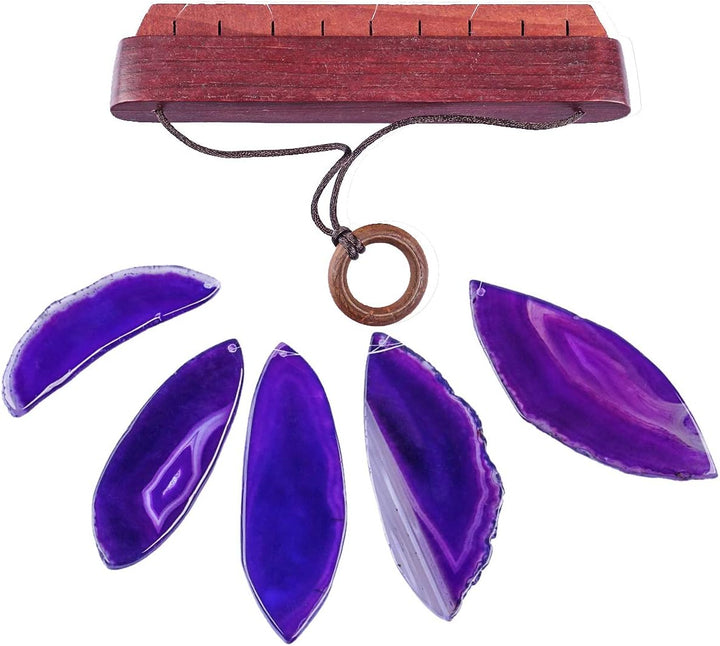 KYEYGWO Lila Achat Scheiben Geode Windspiel Sun Catcher KristallsteinGlockenspiel Artwork für Hausga