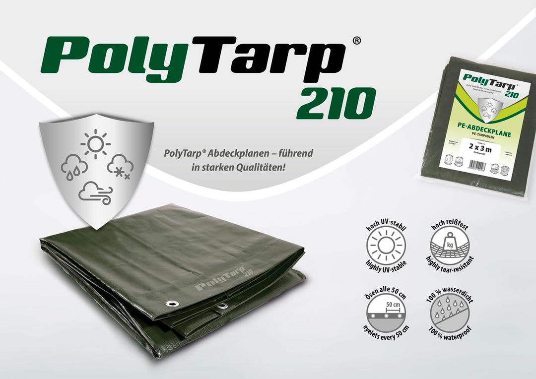 PolyTarp PE-Abdeckplane - Gewebeplane - 210 g/m² - grün 6,0 m x 8,0 m 6m x 8m, 6m x 8m