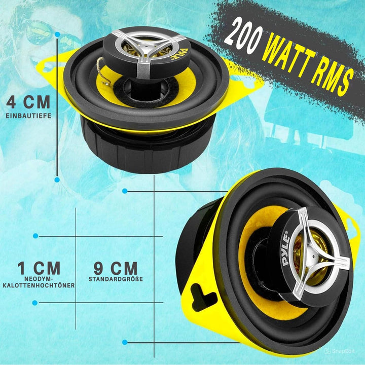 Pyle HiFi Lautsprecher Auto – Car HiFi Speakers – 2 Wege Lautsprecher Auto Boxen Set mit 120 Watt, 8