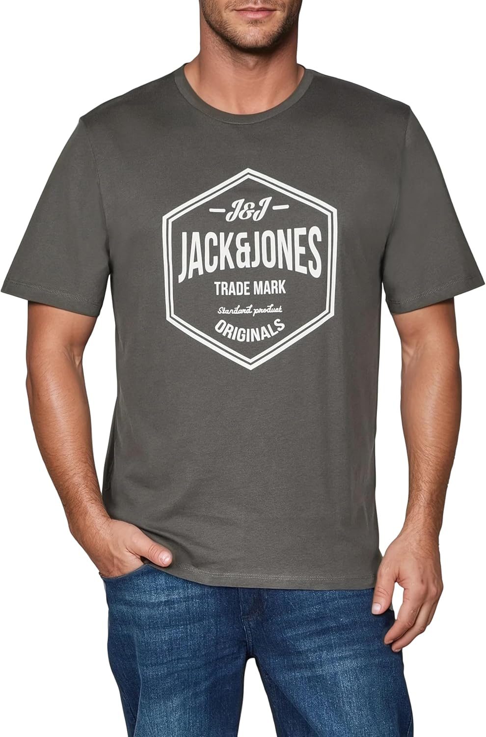 JACK & JONES JJLINO T-Shirt 4er Pack Rundhals Kurzarm Shirt Regular Fit Print Sommer 100% Baumwolle