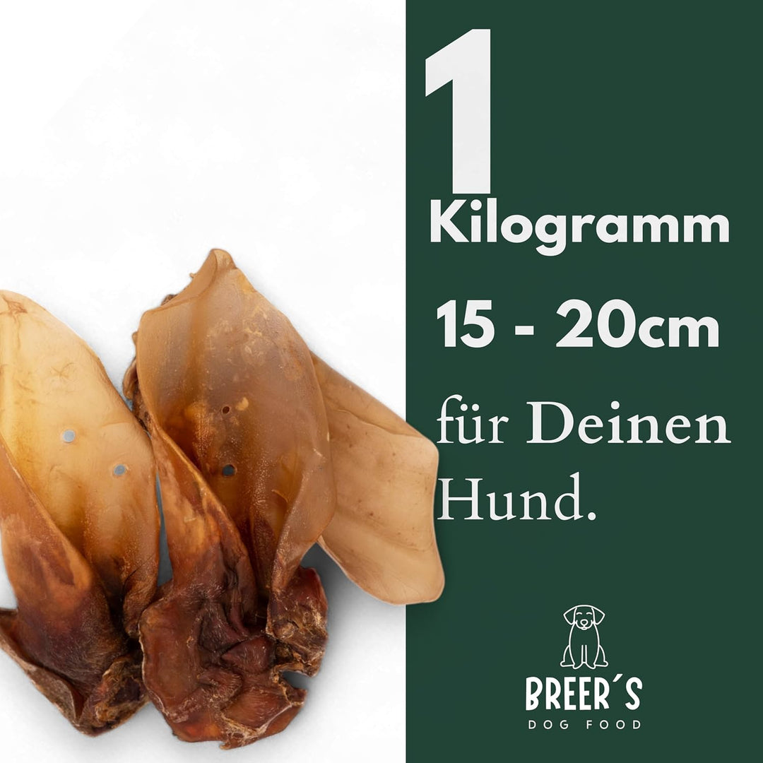 BREERs Getrocknete Rinderohren mit Muschel für Hunde 1 Kg aus eigener Deutscher Herstellung, Kauarti