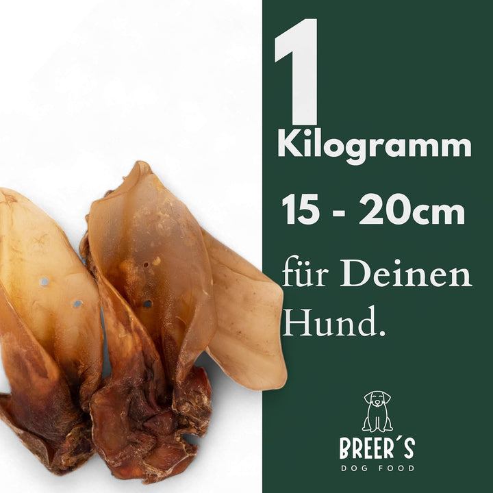 BREERs Getrocknete Rinderohren mit Muschel für Hunde 1 Kg aus eigener Deutscher Herstellung, Kauarti