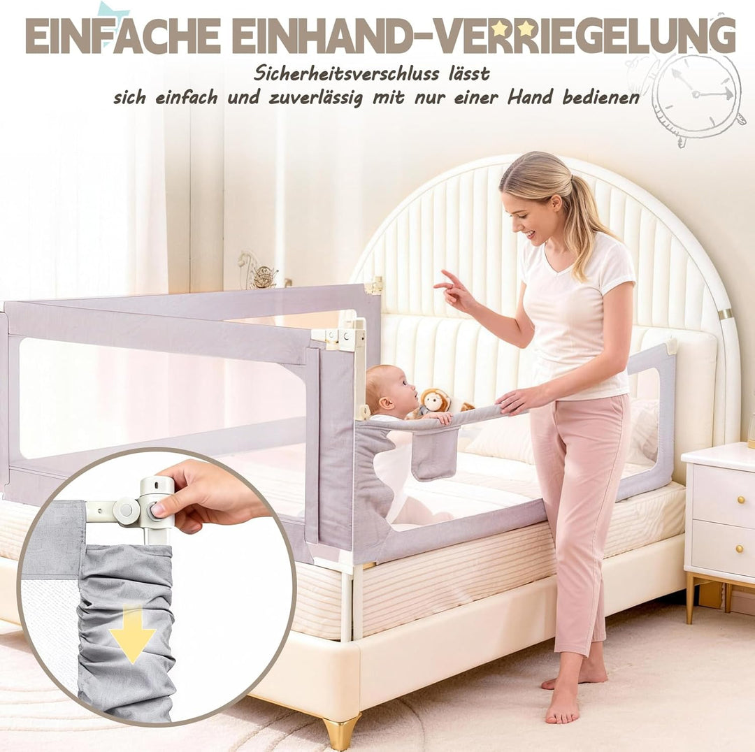 Rausfallschutz Boxspringbett,Rausfallschutz Bett 150cm,Bettschutzgitter für Babys und Kinder,Bettgit