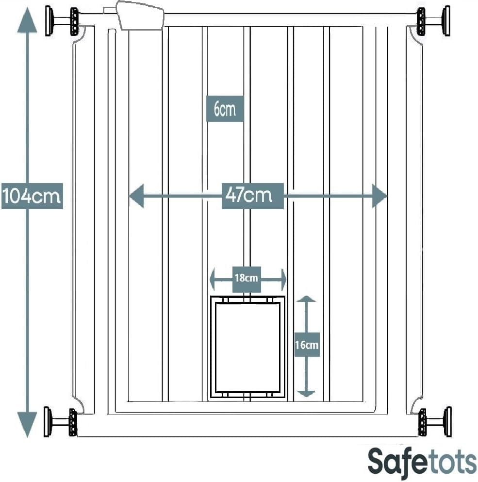Bettacare Haustiergitter mit verriegelbarer Katzenklappe, 113.8cm - 121.4cm, Schwarz, 104cm in der H