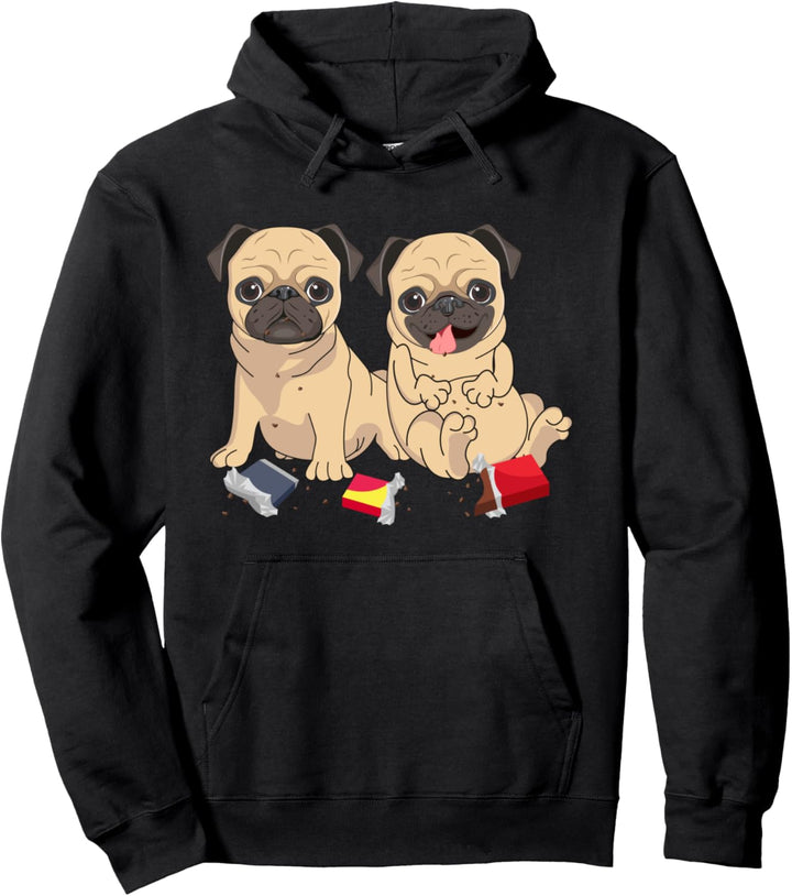 Lustiger Mops Hund Welpe isst die Schokolade, Geschenk Pullover Hoodie