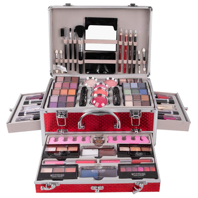 JasCherry Schminkkoffer Multifunktions Schmink Kosmetik Make-up Set mit Lipgloss, Lidschatten, Blush