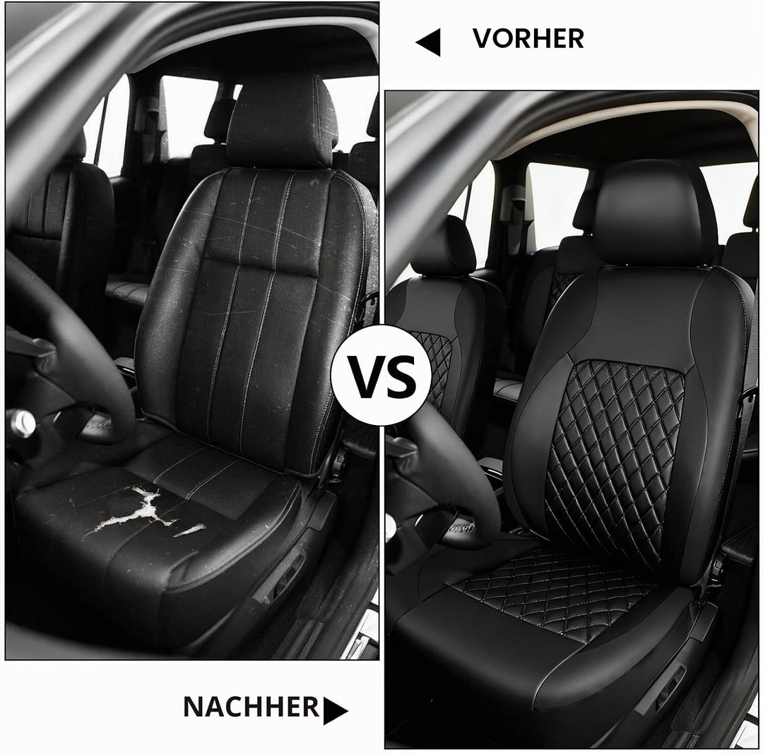 9 Stück Leder Autositzbezüge Sets,Wasserdichtes Sitzbezüge Auto Komplettset,Wasserdicht Vordersitze