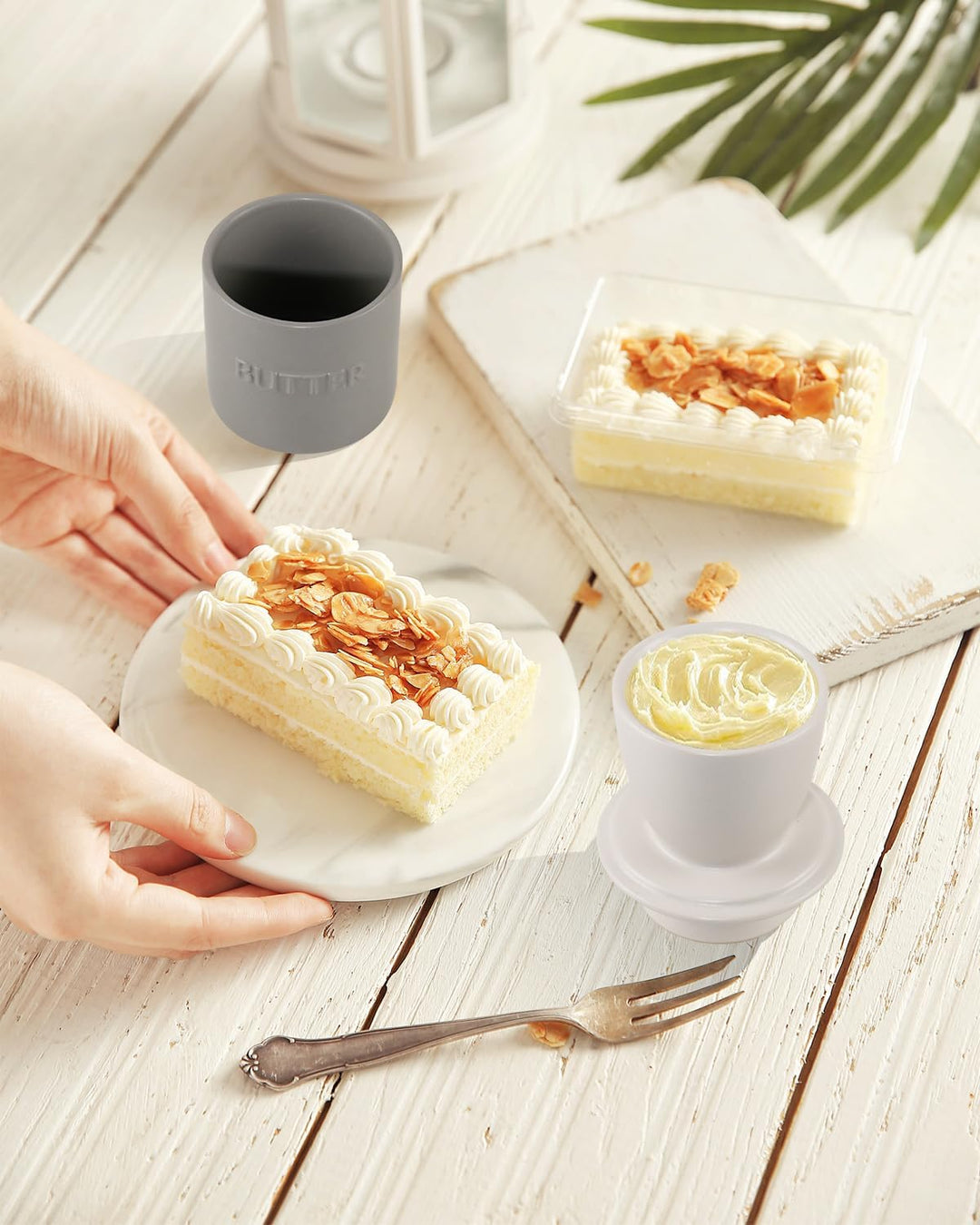 QIAMO Keramik Butterdose, Französische Butterdose mit Deckel, Butterglocke aus Porzellan, Butter Cro