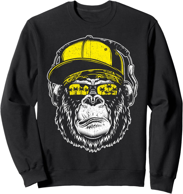Monkey DJ mit Kopfhörer & Sonnenbrille Geschenk Sweatshirt