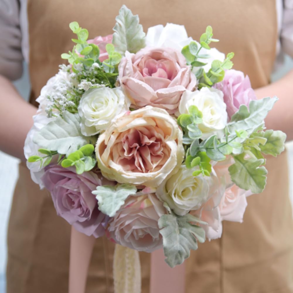 LESING Brautsträusse für Hochzeit, künstliche Rose, Pfingstrosen, handgefertigt, romantisch, Hochzei
