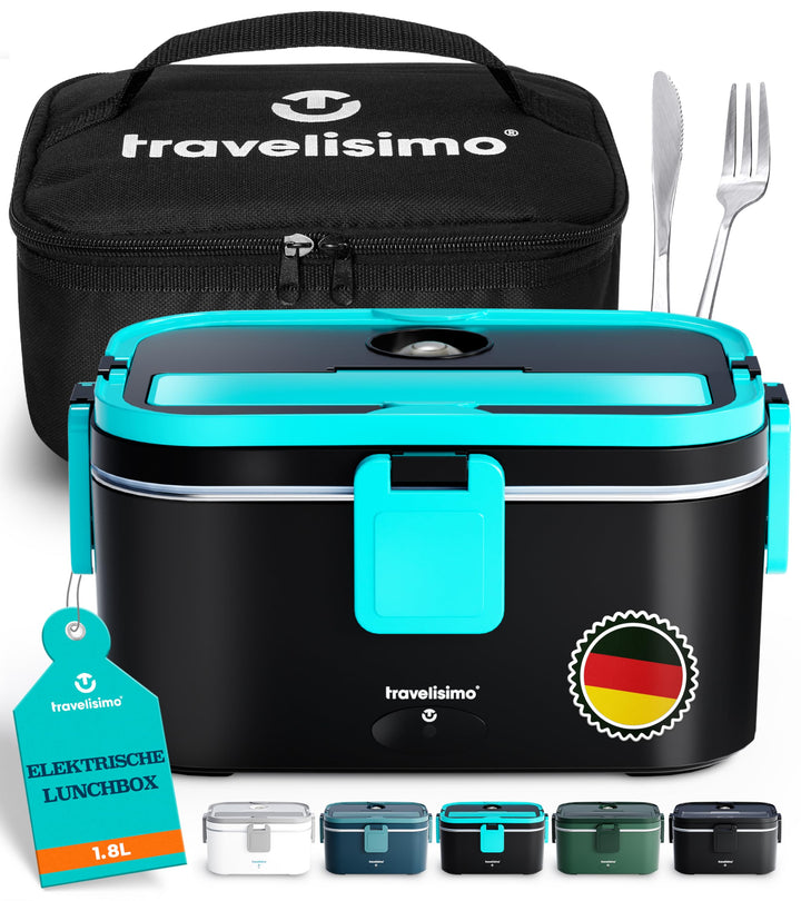 TRAVELISIMO XXL Elektrische Lunchbox Extra gross 1,8L Electric Lunch Box 80W, Warmhaltebox 3-in-1 Lu