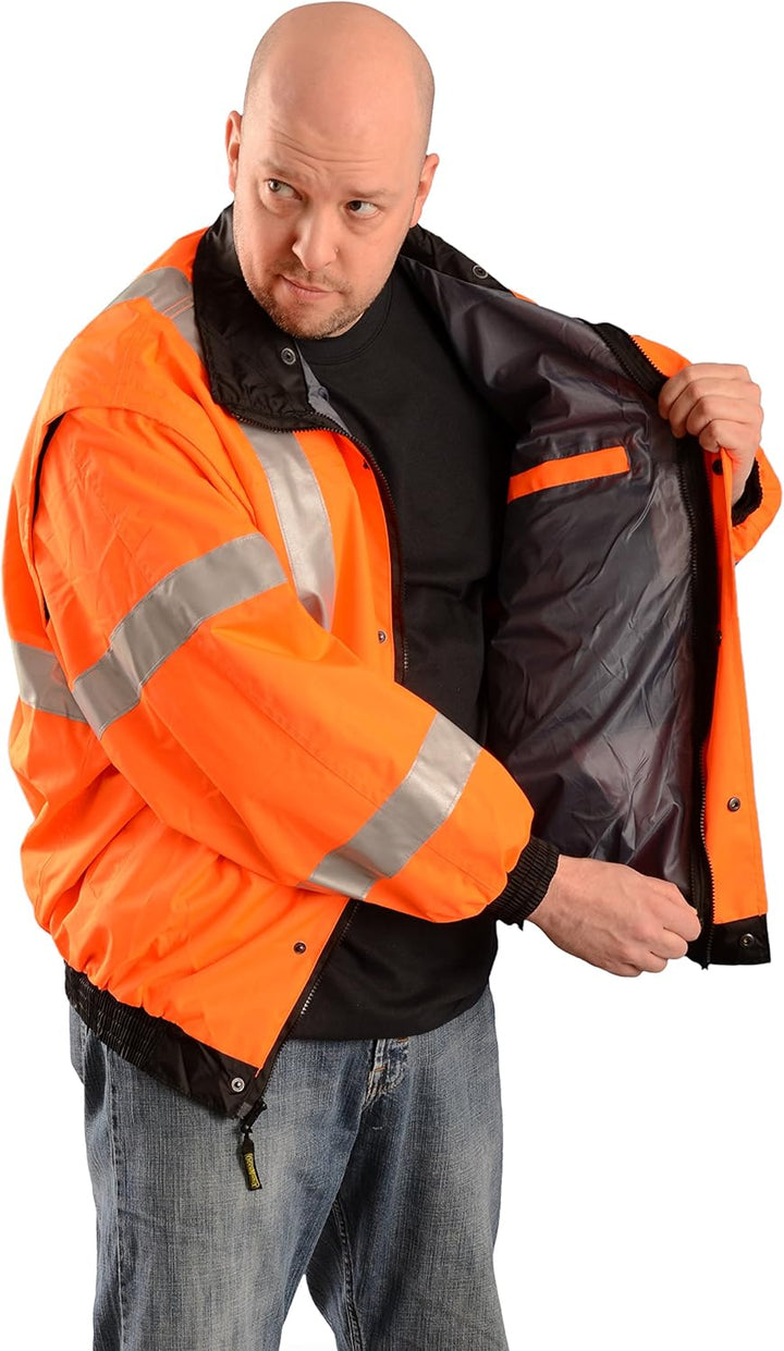 OccuNomix Premium 4-Wege (4-in-1) Bomberjacke, Klasse 3, 100% ANSI Polyester, wasserdicht, Medium, O