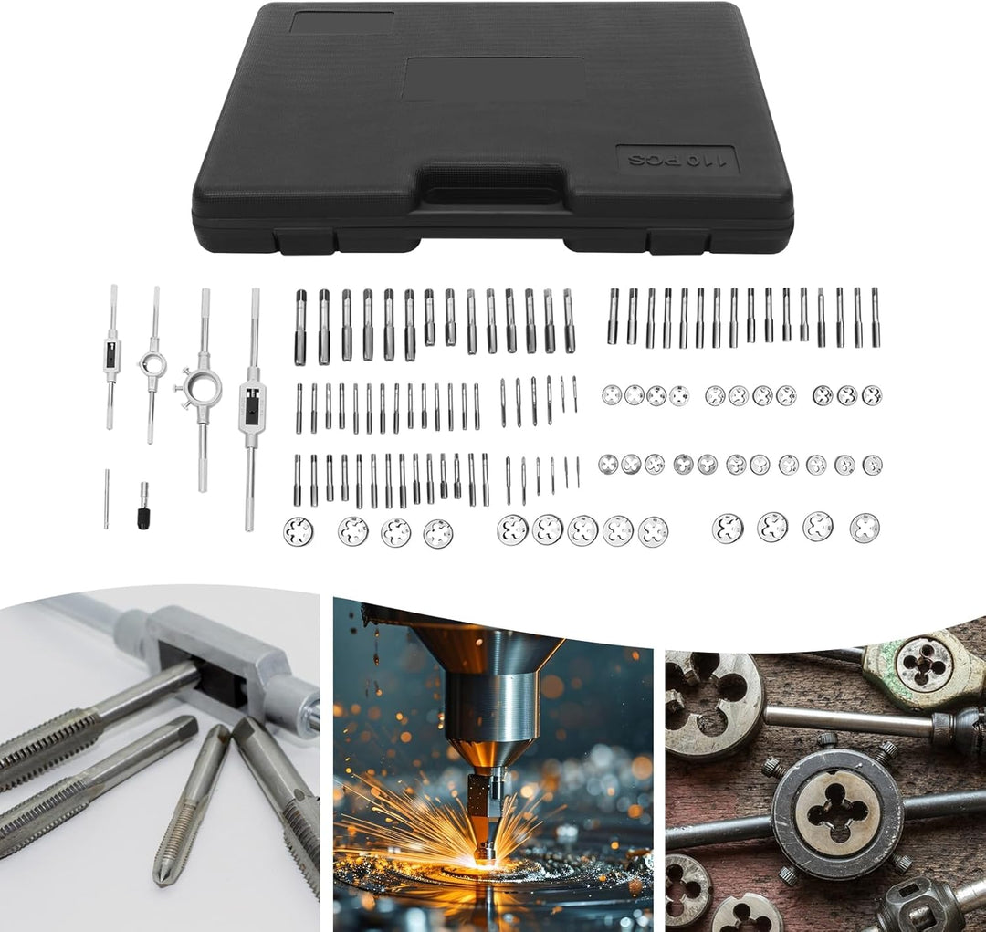 110 Teile Gewindebohrer Gewindeschneider Set Maschinengewindebohrer Set für Reparaturen an Metall Al