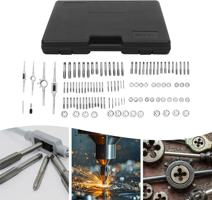 110 Teile Gewindebohrer Gewindeschneider Set Maschinengewindebohrer Set für Reparaturen an Metall Al