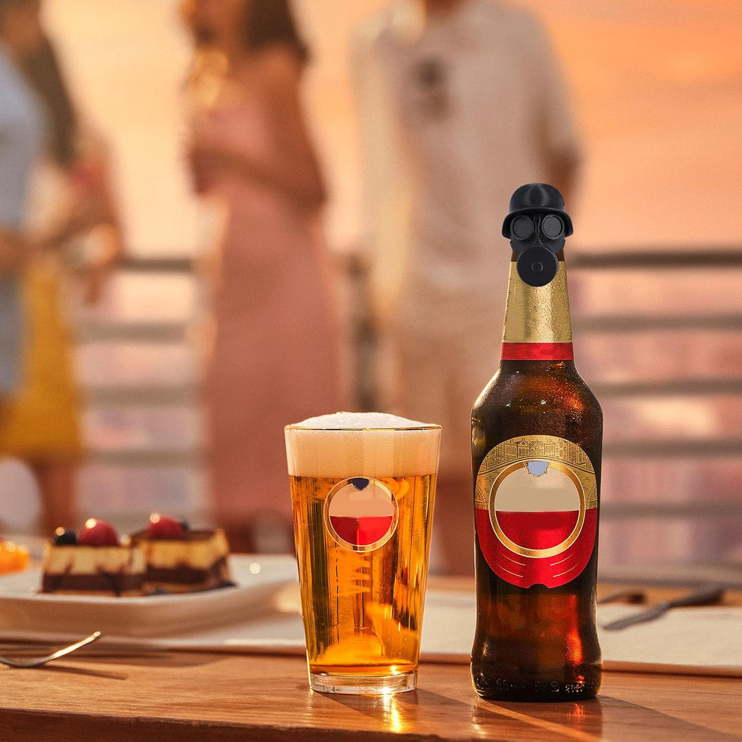 4 Stück Bierflaschenverschlüss,Bierflaschen im Vintage Stil, Kreativer Bierhelm mit Militär Gasmaske