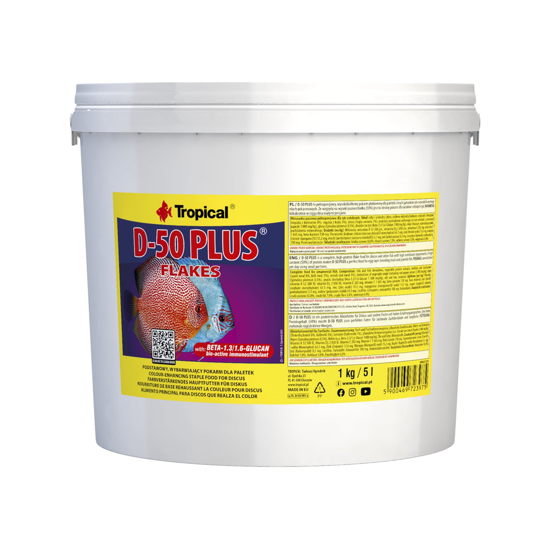 Tropical D-50 Plus Farbförderndes Flockenfutter für Diskusfische, 1er Pack (1 x 5 l)