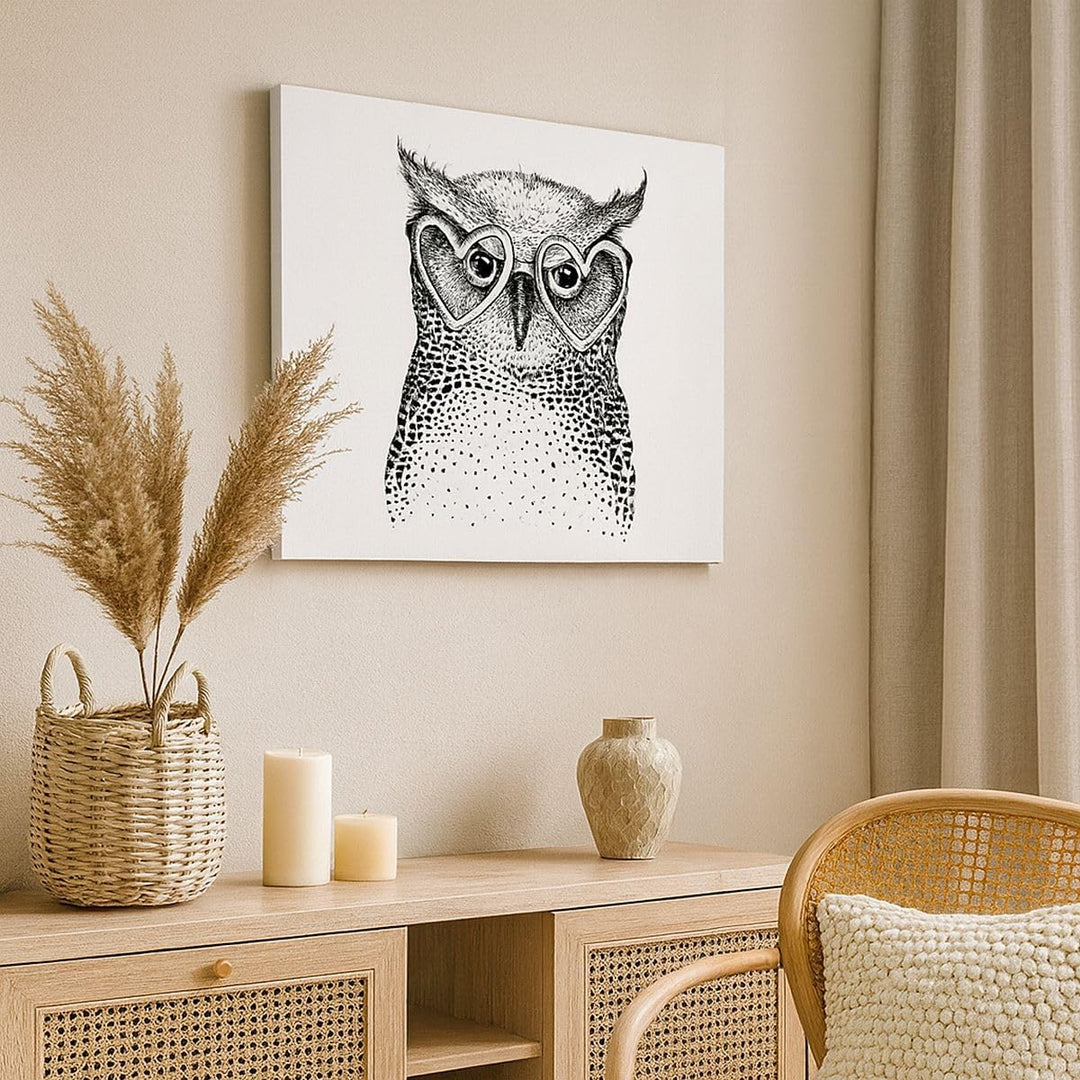 Bilder auf Leinwand 100x70cm Leinwandbild Mode Design Eule Aquarell Gross Wanddeko Bild Schlafzimmer