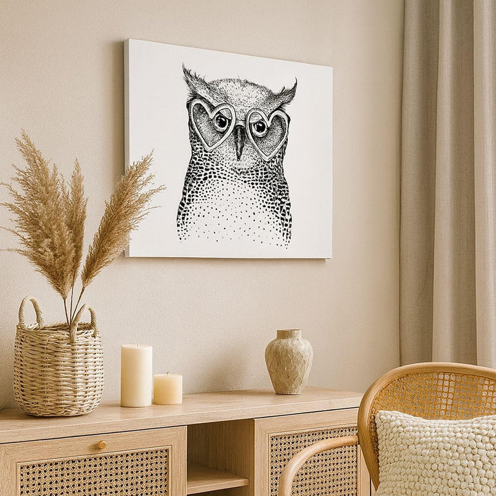 Bilder auf Leinwand 100x70cm Leinwandbild Mode Design Eule Aquarell Gross Wanddeko Bild Schlafzimmer