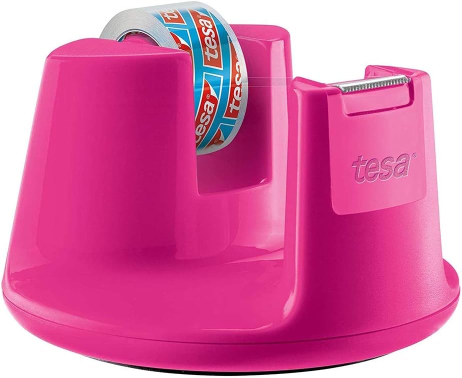 tesapack Abroller Pack' n' Go - Ergonomischer, pinker Handabroller für Paketbänder - Inklusive 50 m
