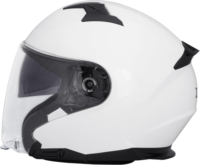 Zorax Weiss XL (61-62cm) ZOR-602 Offenes Gesicht Jethelme mit Doppelvisier Motorradhelm Damen und He