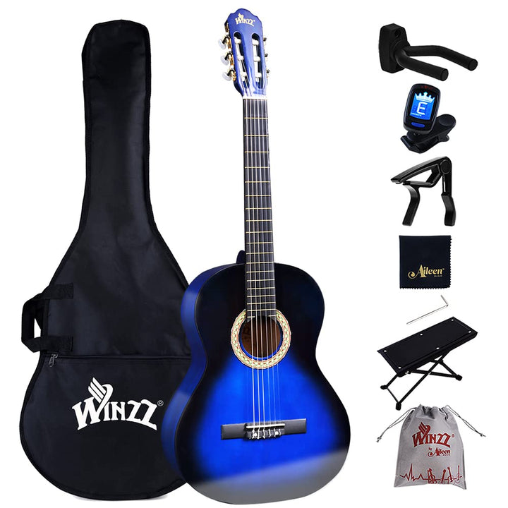 Winzz Konzertgitarre 4/4 Anfänger Set - 39 Zoll Klassische Gitarre Kit mit Nylonsaiten für Erwachsen