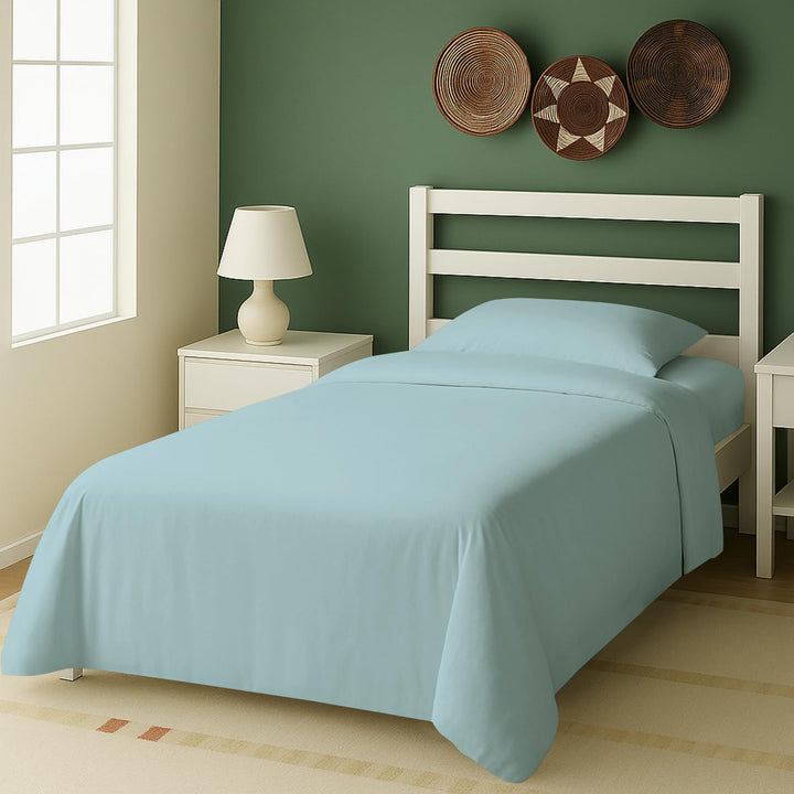 Pizuna 400 Fadenzahl aus Baumwolle Bettwäsche Baby blau, 100% Langstaple Baumwolle Bettbezug und Kis