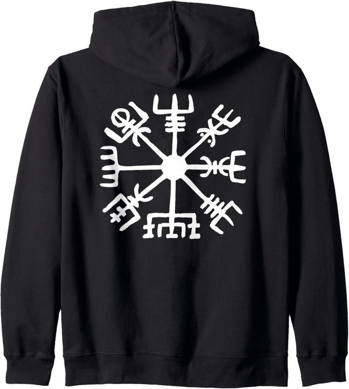Vegvisir Wikinger Kompass Rune Schutz Symbol Kelten Nordisch Kapuzenjacke