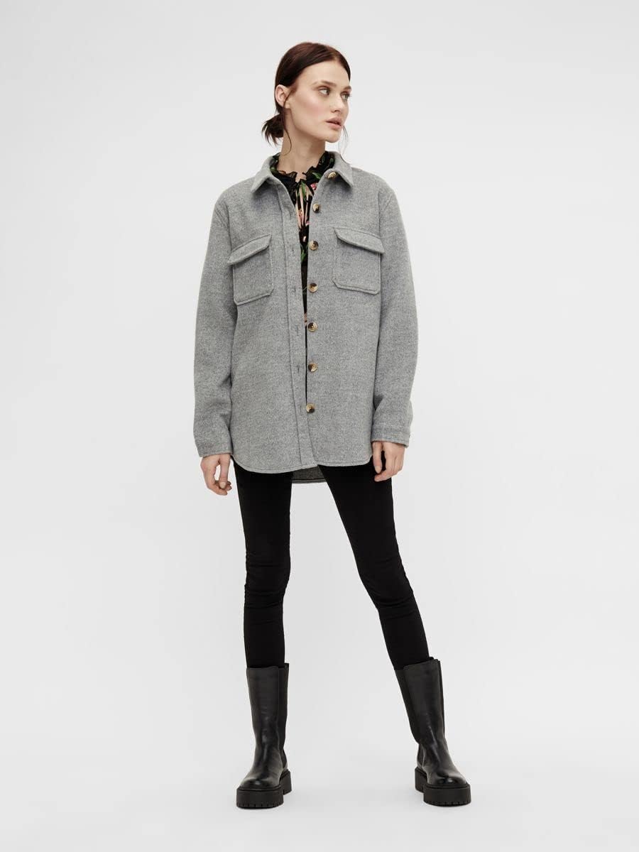 Object Damen Objvera Owen L/S Jacket Noos Jacke 40 Medium Grey Melange, 40 Medium Grey Melange