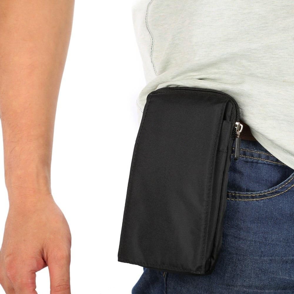 Multi-Functional Universal Vertical Stripes Pouch Bag Case Zipper Closing Carabiner for Sony Xperia