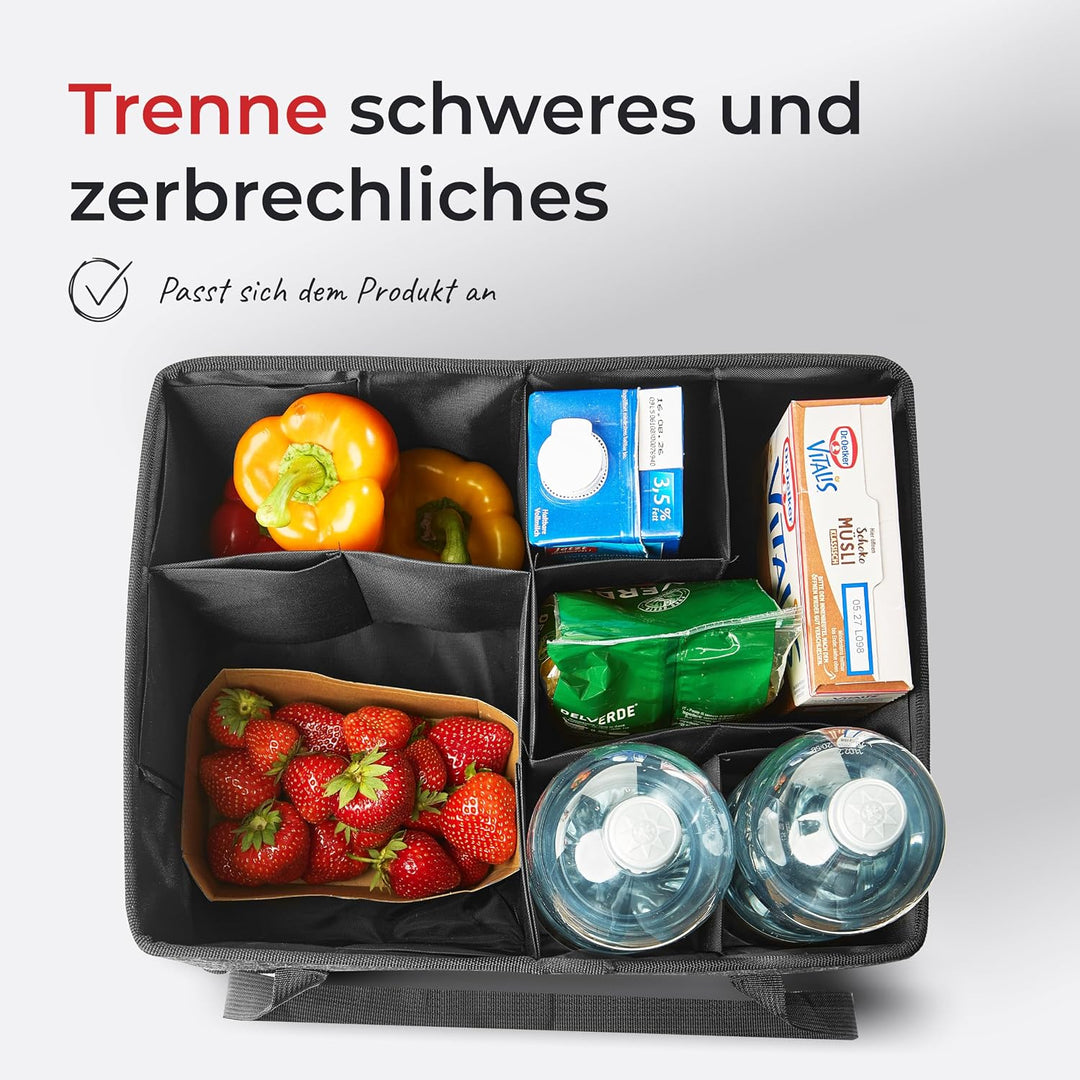 achilles Einkaufskorb faltbar mit flexiblen Fächern – Einkaufs-Organizer mit verstellbaren Trennwänd