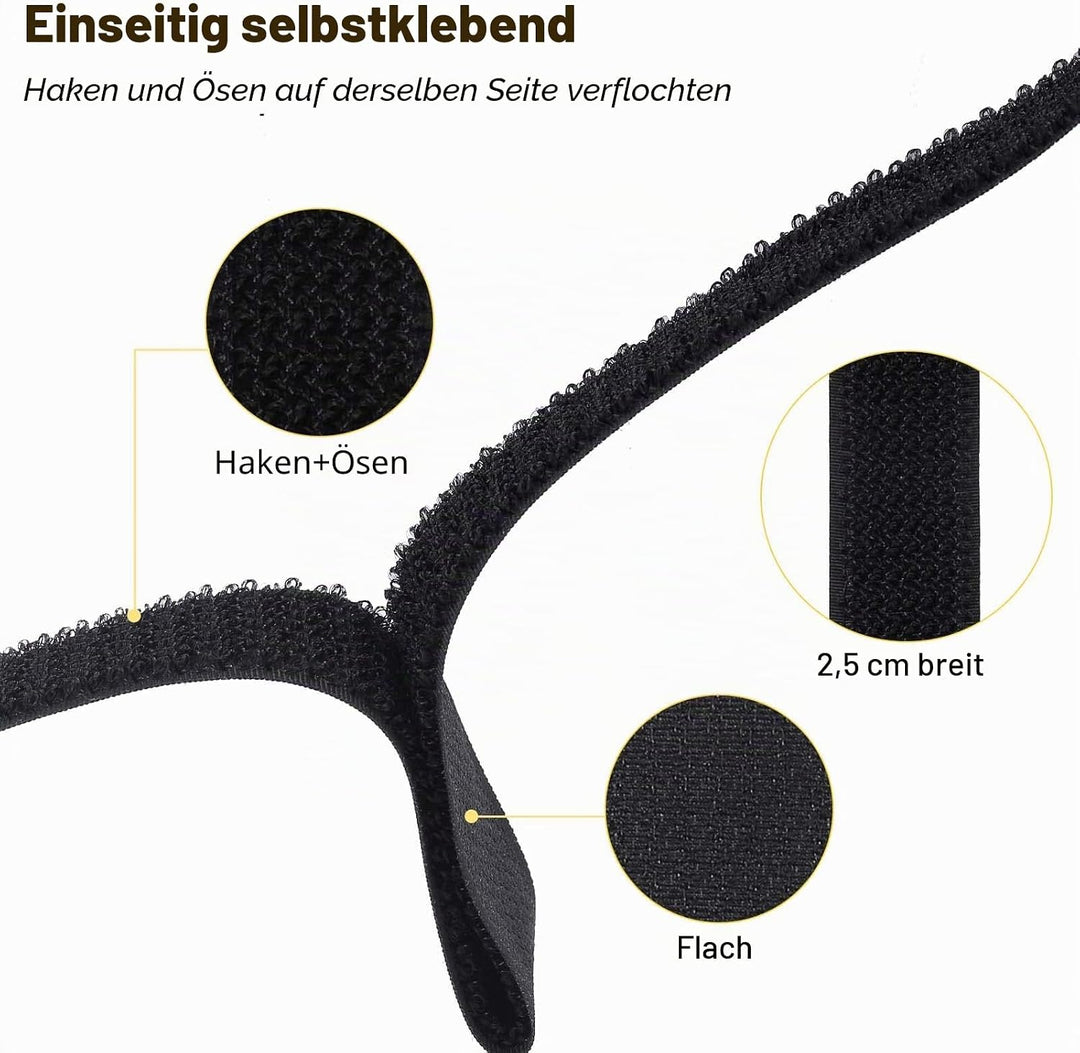 YMCRLUX 10m Klettband mit 50 Metallschnalle, Frei Zuschneidbar Klettverschluss Band - 2.5cm Breit, W