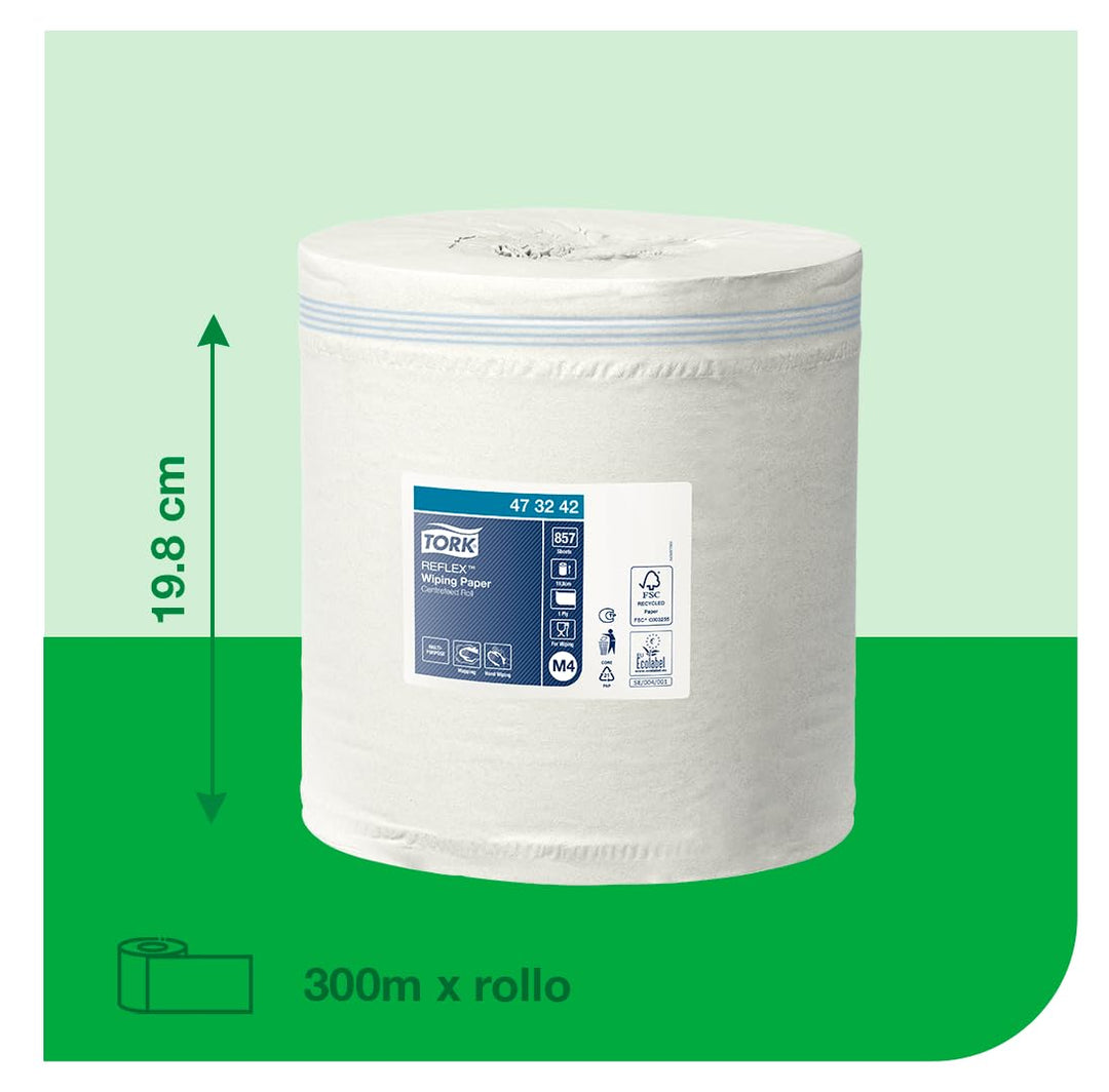 Tork 473242 Reflex Mehrzweck Papierwischtücher für das M4 Innenabrollung Reflex System / 1-lagige Wi