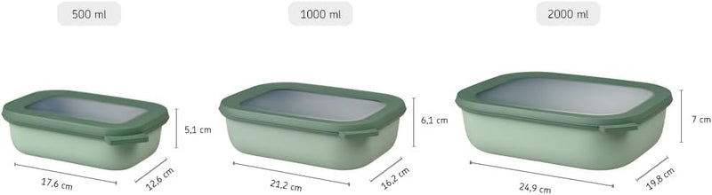 Mepal - Multischale Cirqula Rectangular set 3-teilig - Vorratsdosen mit Deckel - Geignet als Aufbewa