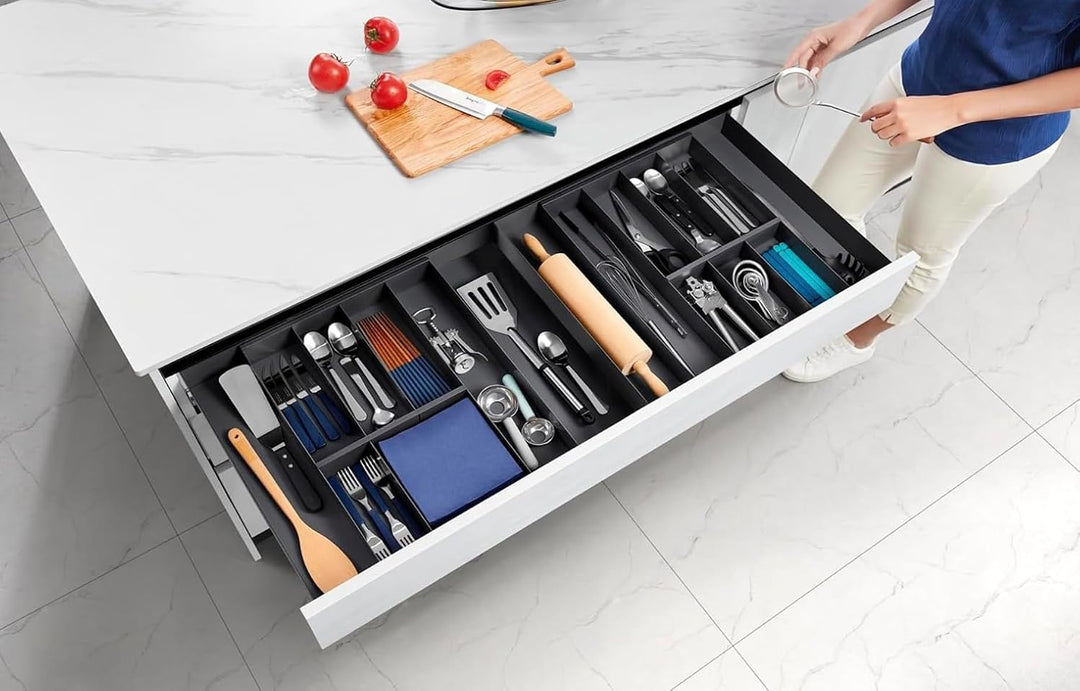 AMIX ELITE BOX Schubladensystem mit Vollauszug &amp; Soft-Close – Slim Drawer mit Glas-Seiten – Höhe 167