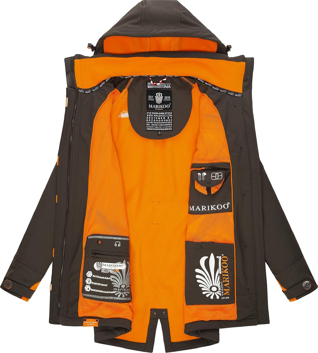 MARIKOO Damen Outdoor Parka Kurzmantel Outdoor Mantel wasserdicht mit Kapuze Soulinaa XS Anthracite,