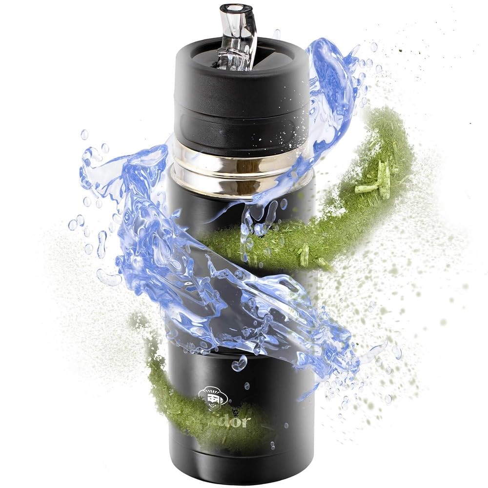 Yerbomos X Set Thermobecher 450ml - Schwarz, Edelstahl - Ideal für Unterwegs - mit Mate Tee Verde Ma