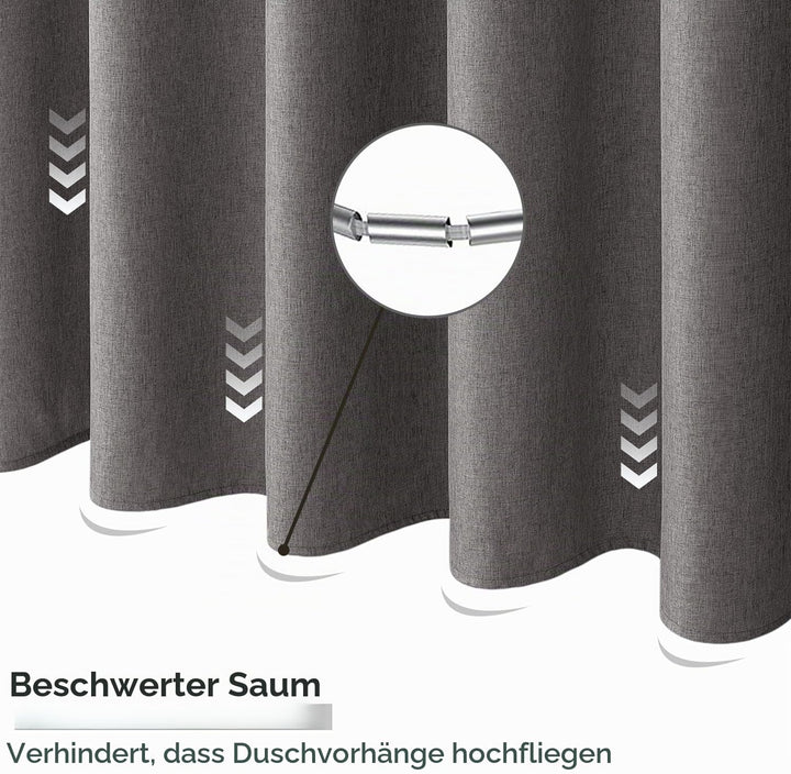 MIULEE Leinen Texturiert Duschvorhang 120x180 cm grau, Schwerer Hotel Luxus Polyester Wasserdicht Du