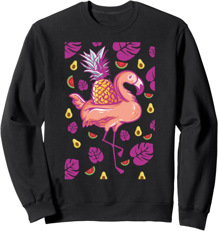 Flamingo mit Ananas Avocado Geschenk Sweatshirt