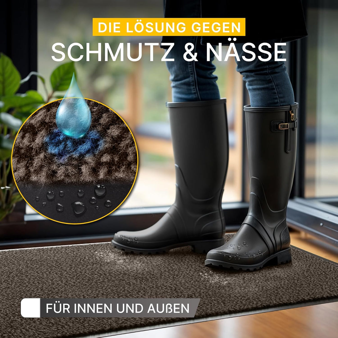 Entrando Fussmatte 60x90 cm - Schmutzfangmatte innen aussen, Braun Schwarz | Türmatte und Fussabtret