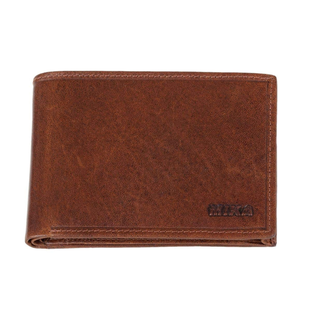 MIKA 42222 - Geldbörse aus Echt Leder, Portemonnaie im Querformat, Geldbeutel mit RFID Schutz, 6 Kar